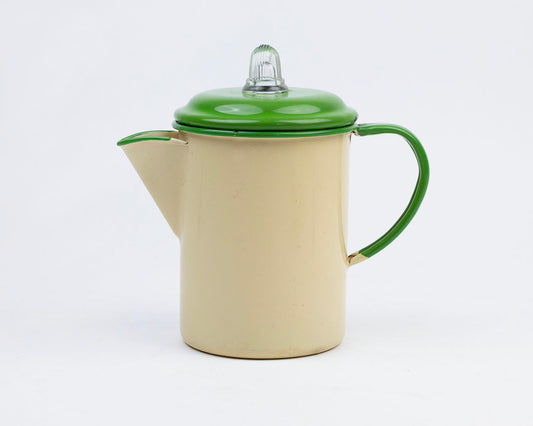 VINTAGE ENAMELWARE PERCOLATOR COFFEE POT