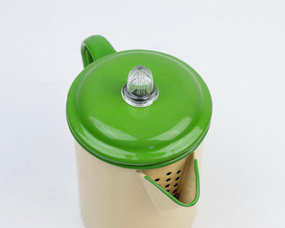 VINTAGE ENAMELWARE PERCOLATOR COFFEE POT