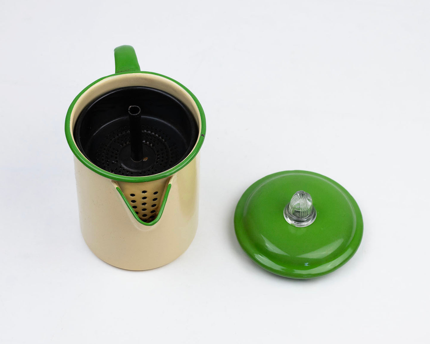 VINTAGE ENAMELWARE PERCOLATOR COFFEE POT