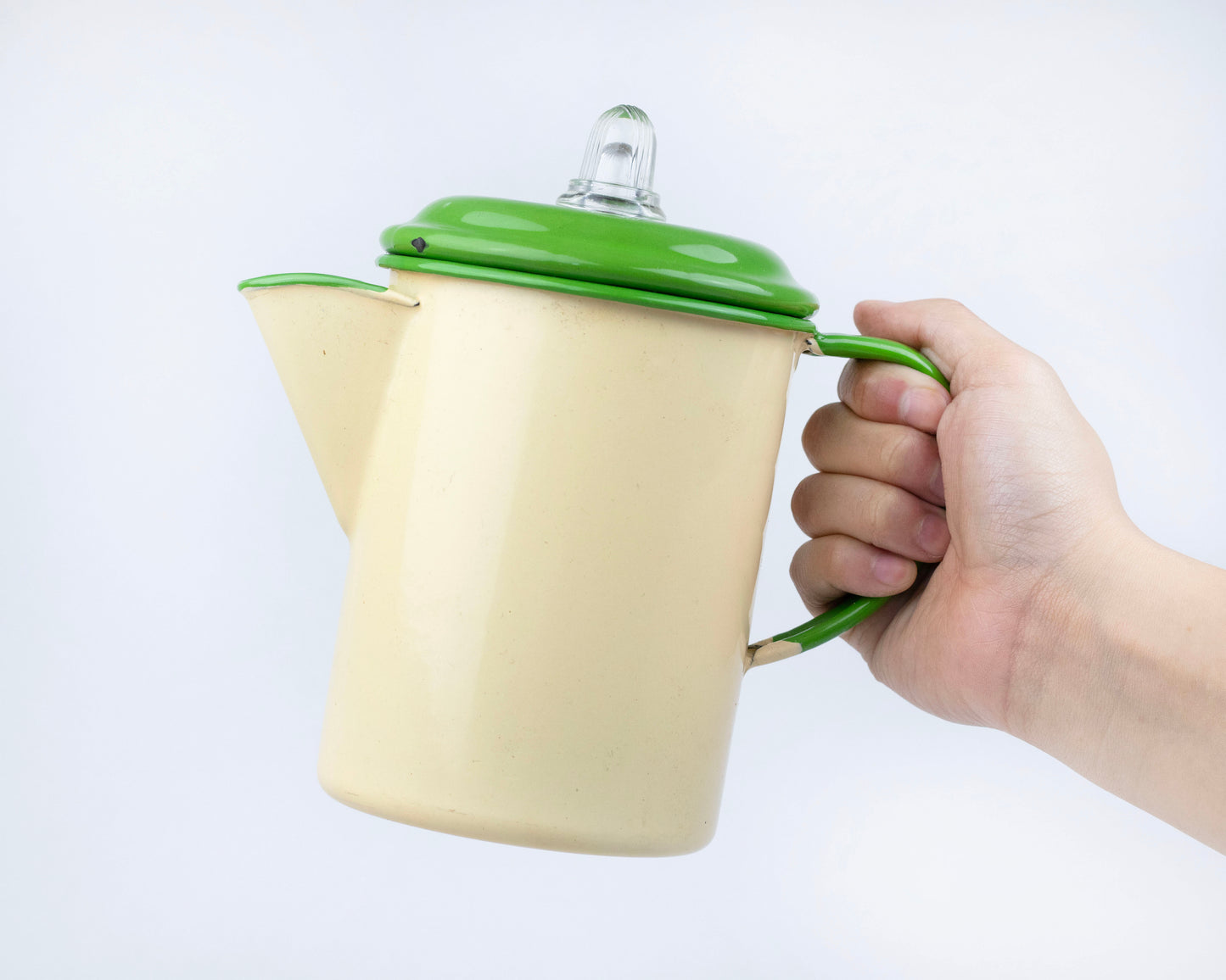 VINTAGE ENAMELWARE PERCOLATOR COFFEE POT