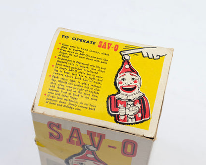VINTAGE 1950S SAV-O MECHANICAL CLOWN BANK
