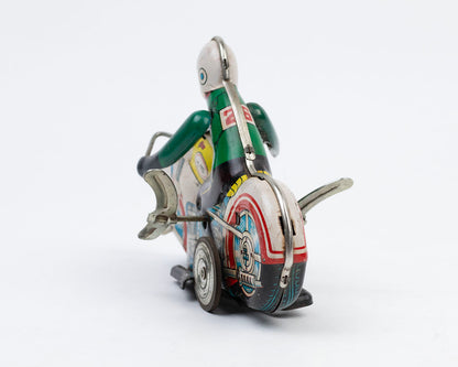 VINTAGE 1960S TIN MOTORCYCLE RACER WIND-UP TOY