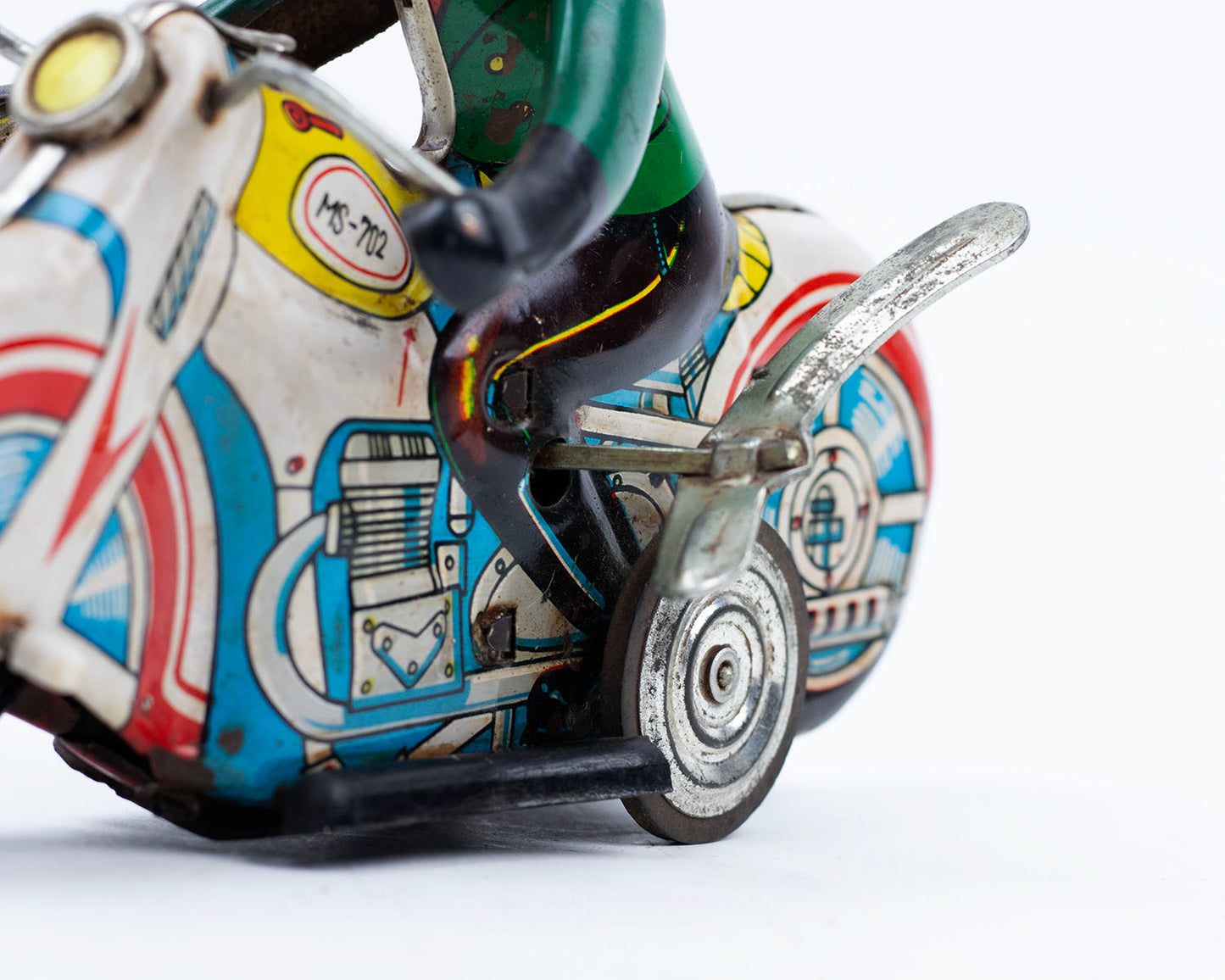 VINTAGE 1960S TIN MOTORCYCLE RACER WIND-UP TOY