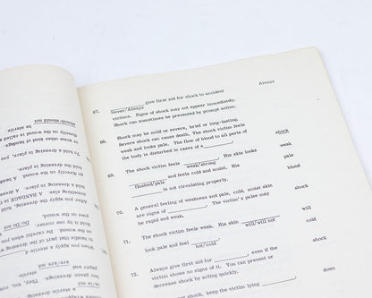 VINTAGE 1956 JOHNSON & JOHNSON FIRST AID GUIDE AND WORKBOOK