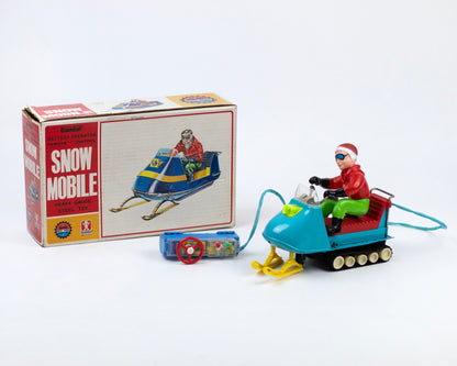 VINTAGE 1970S BANDAI BATTERY-OPERATED SNOWMOBILE TOY WITH BOX