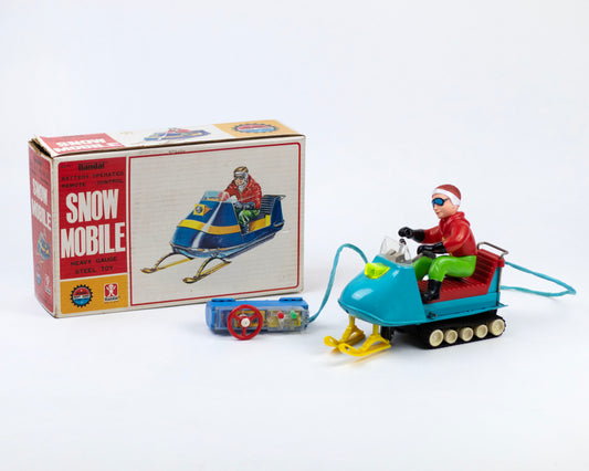 VINTAGE 1970S BANDAI BATTERY-OPERATED SNOWMOBILE TOY WITH BOX