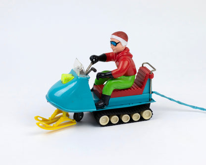 VINTAGE 1970S BANDAI BATTERY-OPERATED SNOWMOBILE TOY WITH BOX