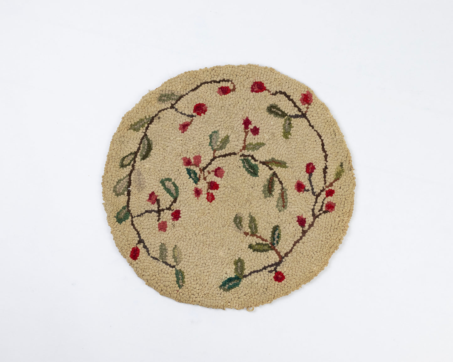 VINTAGE HAND-HOOKED WOOL CHAIR PAD