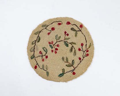 VINTAGE HAND-HOOKED WOOL CHAIR PAD
