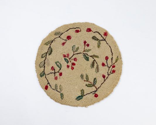 VINTAGE HAND-HOOKED WOOL CHAIR PAD