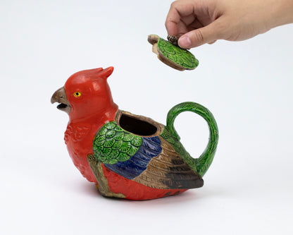 VINTAGE FIGURAL CERAMIC PARROT TEAPOT