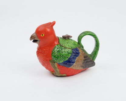 VINTAGE FIGURAL CERAMIC PARROT TEAPOT