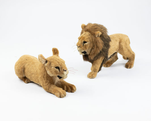 VINTAGE LION AND LIONESS FIGURES