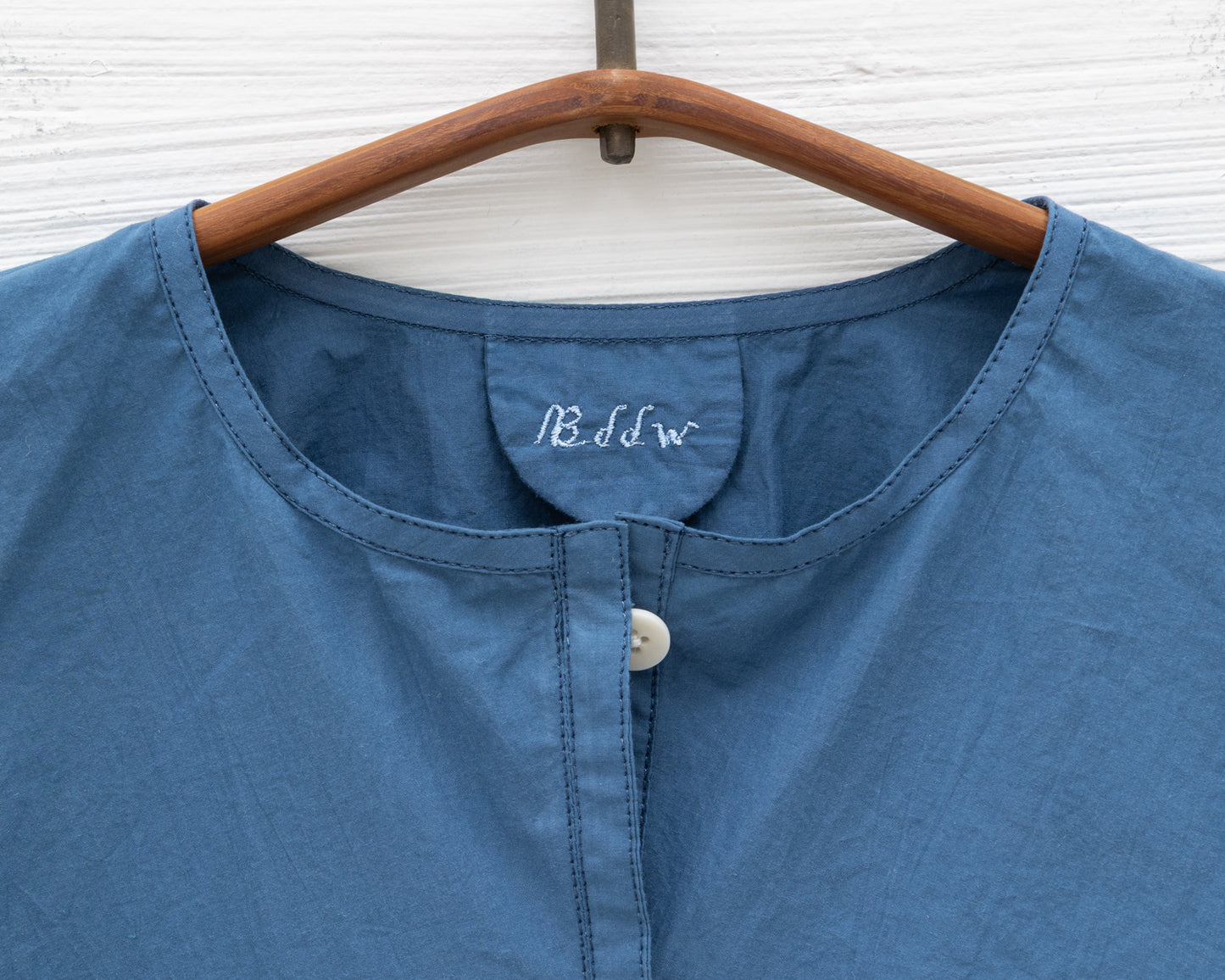 FULL BUTTON BELL SLEEVE DRESS IN BLUE