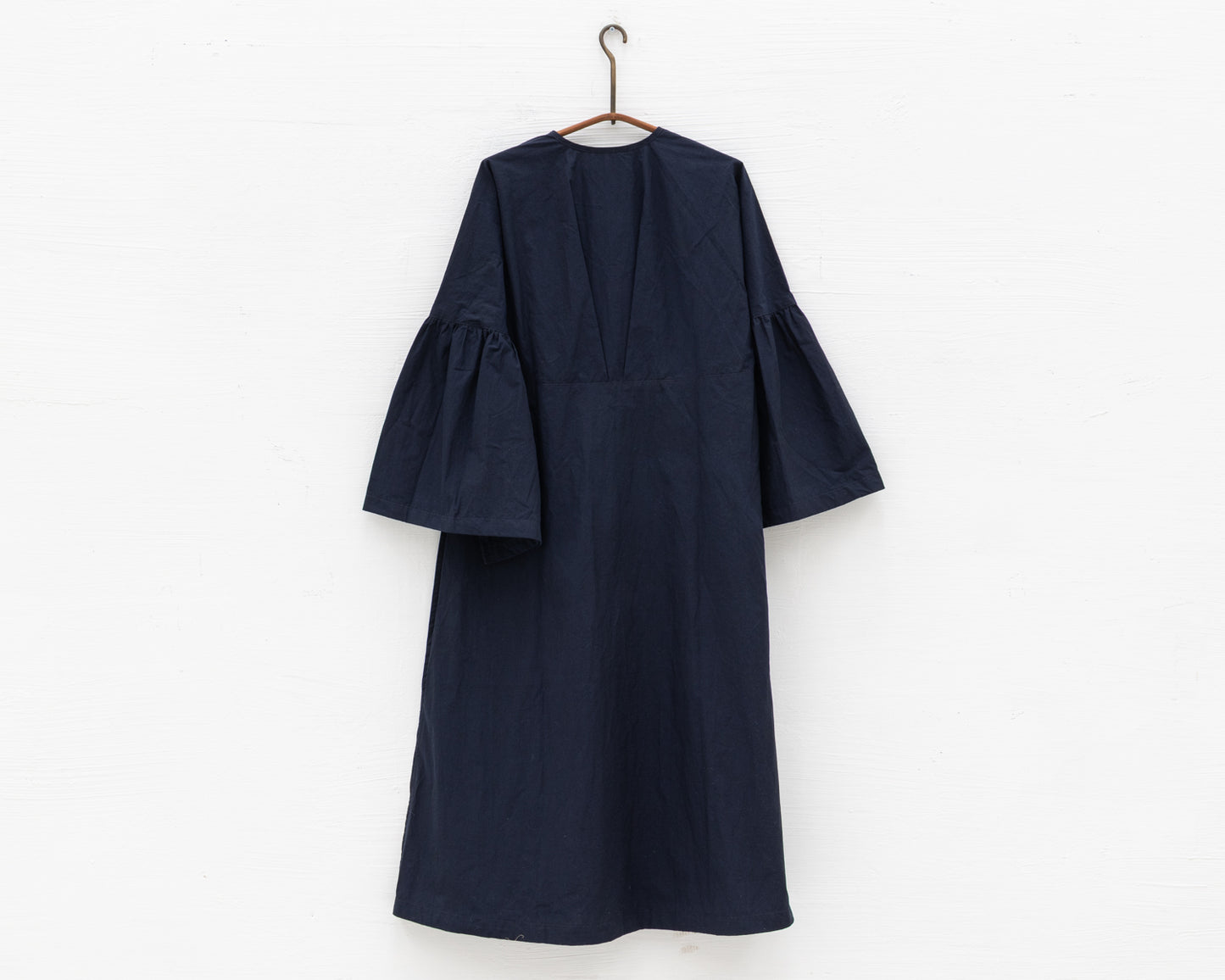 FULL BUTTON BELL SLEEVE DRESS IN NAVY