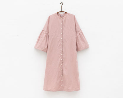 FULL BUTTON BELL SLEEVE DRESS IN PINK