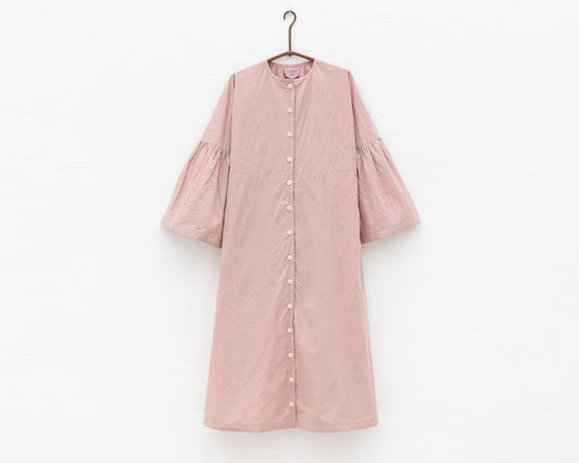 FULL BUTTON BELL SLEEVE DRESS IN PINK