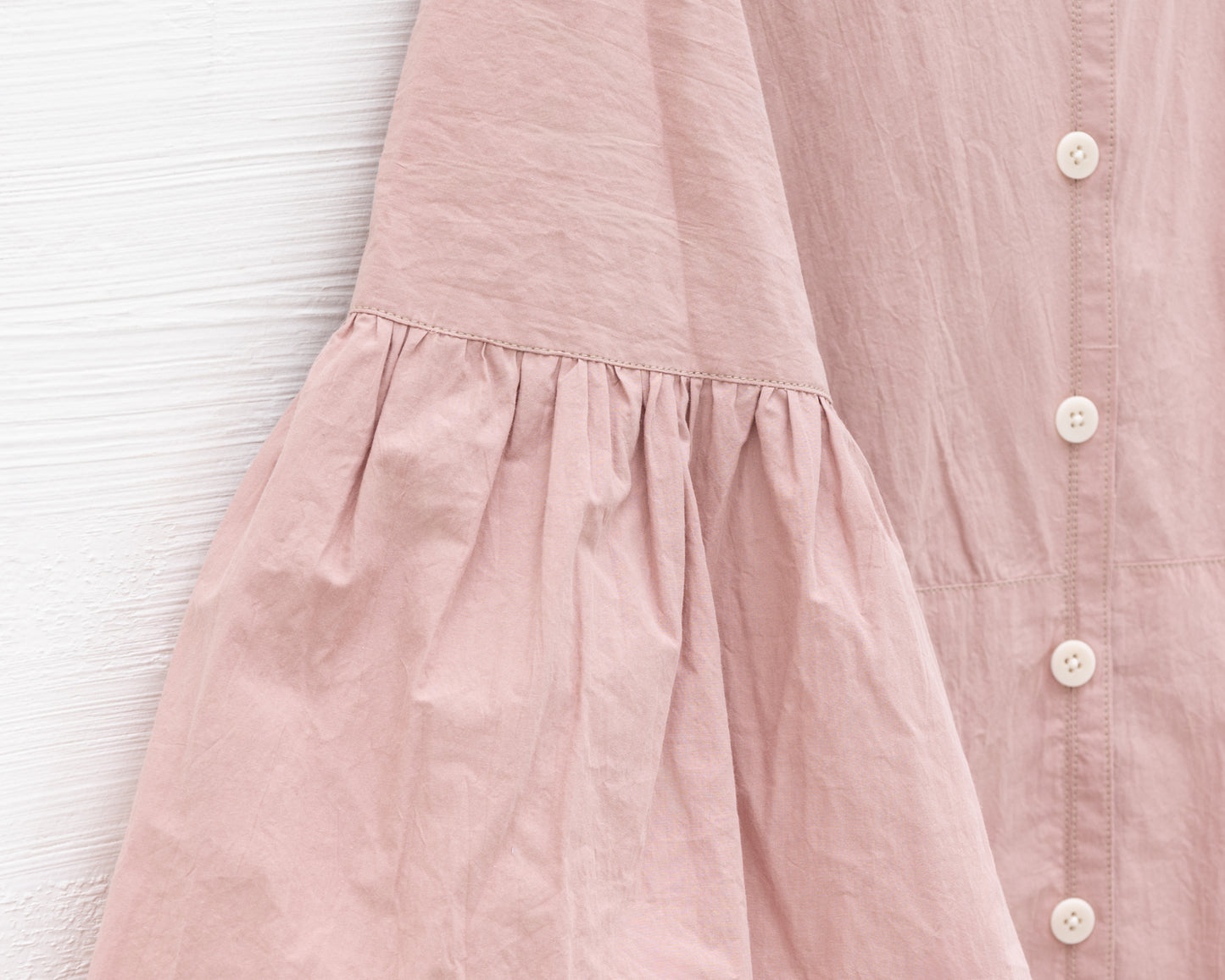 FULL BUTTON BELL SLEEVE DRESS IN PINK
