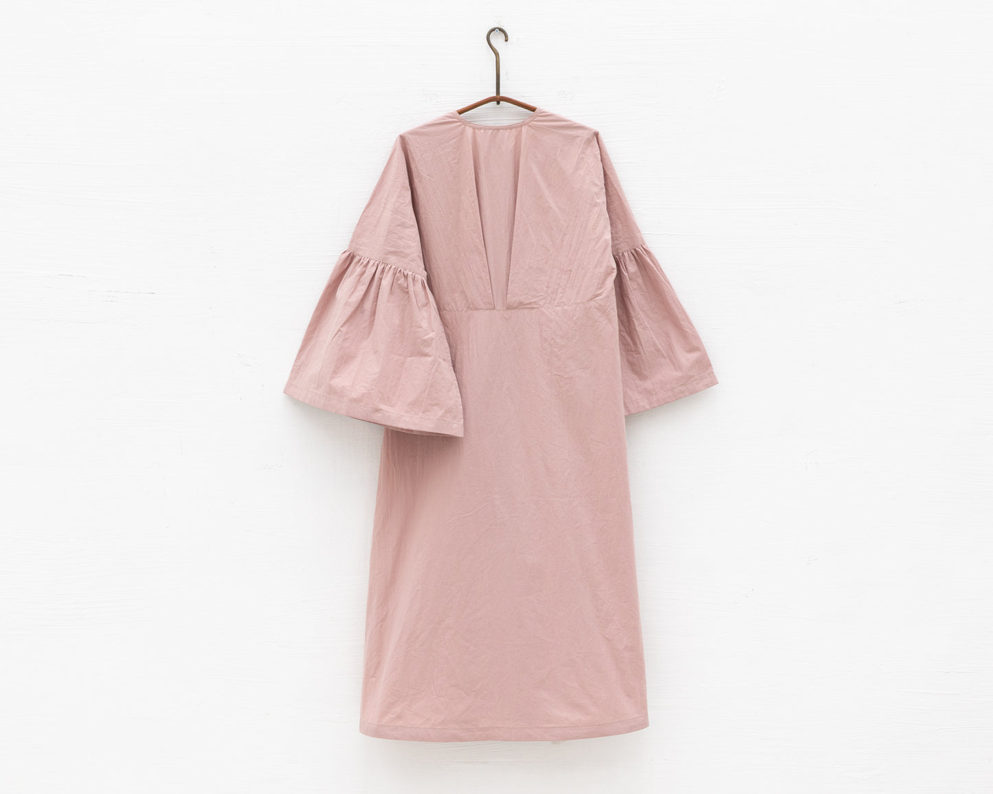 FULL BUTTON BELL SLEEVE DRESS IN PINK
