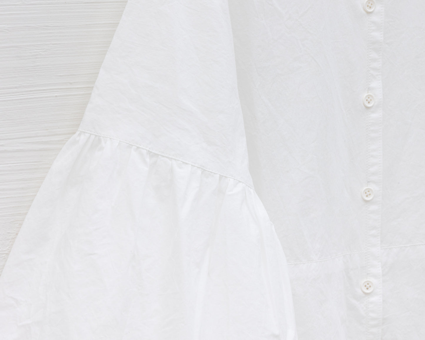 FULL BUTTON BELL SLEEVE DRESS IN WHITE