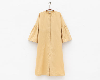 FULL BUTTON BELL SLEEVE DRESS IN YELLOW