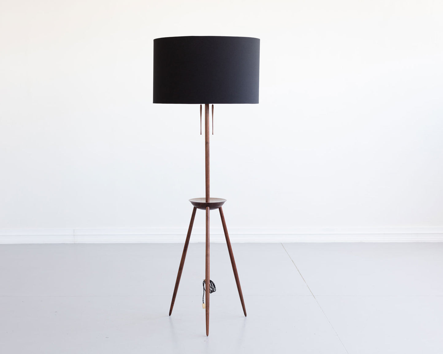 TRIPOD LAMP - TURNED CLARO WALNUT, SCRATCH MADE PLUG