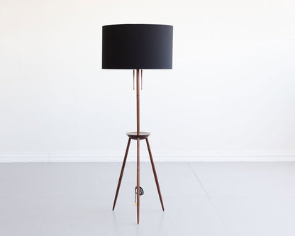 TRIPOD LAMP - TURNED CLARO WALNUT, SCRATCH MADE PLUG