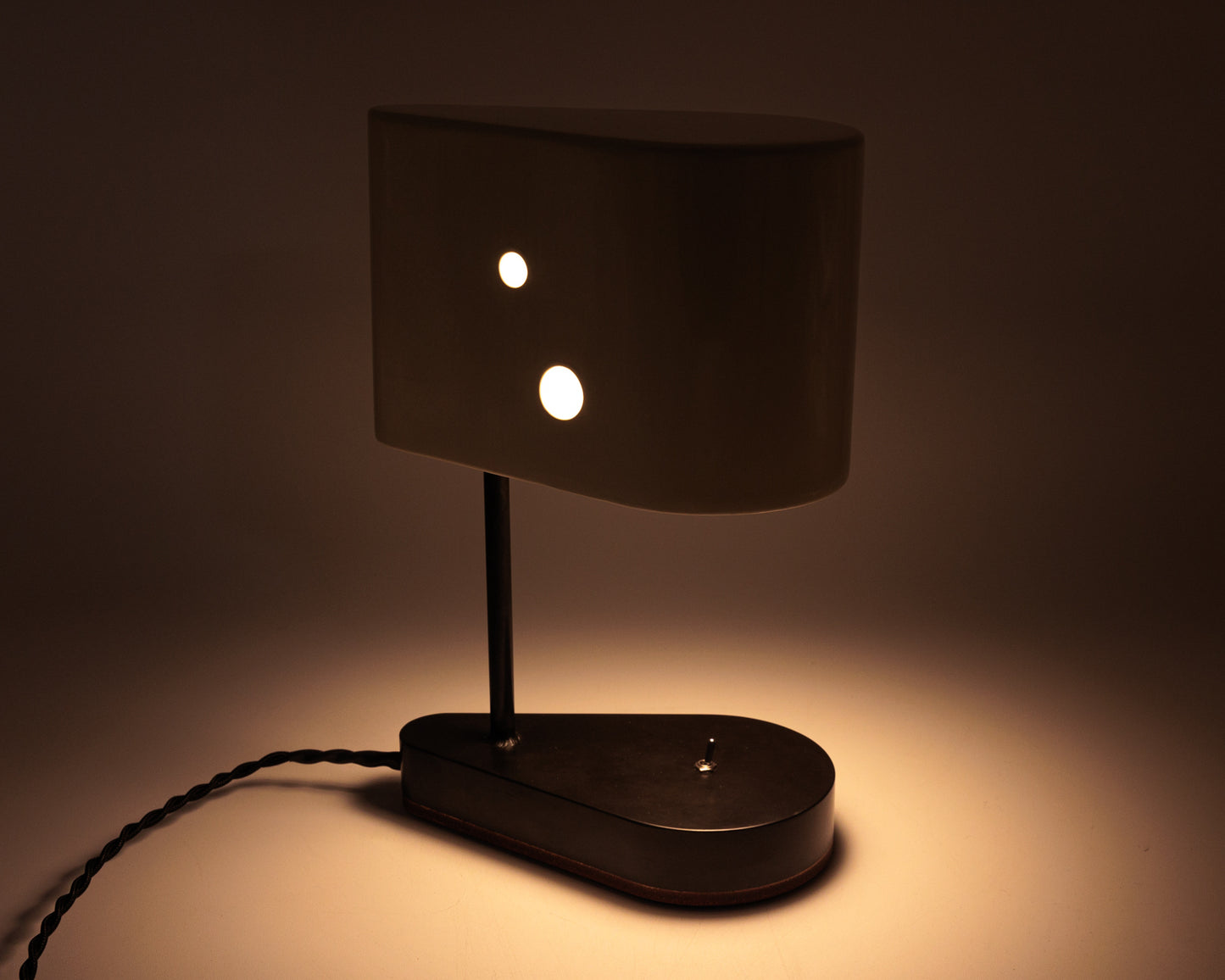 CONCIERGE LAMP - CREAM BRUSH PAINTED BILLET STEEL