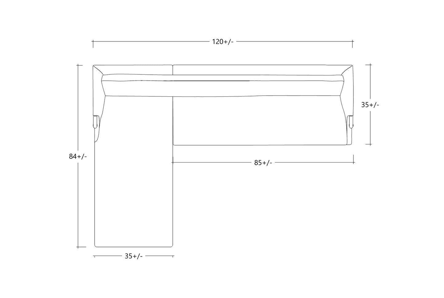 MABEL SOFA WITH CHAISE LOUNGE - 10' X 7', BDDW FABRIC #386, CHERRY ARMS AND FEET