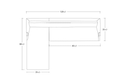 MABEL SOFA WITH CHAISE LOUNGE - 10' X 7', BDDW FABRIC #386, CHERRY ARMS AND FEET