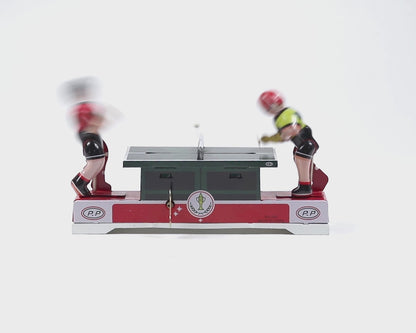 VINTAGE TIN TABLE TENNIS WIND-UP TOY - WORKS!