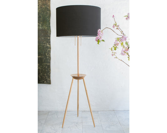 TRIPOD LAMP - TURNED NATURAL TIGER MAPLE, SCRATCH MADE PLUG