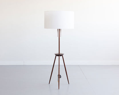 TRIPOD LAMP - TURNED CLARO WALNUT, SCRATCH MADE PLUG